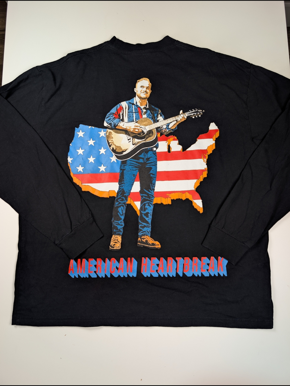 Zach Bryan American Heartbreak Long Sleeve Black Graphic T-Shirt XL